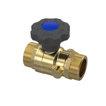 RU280203000 Raminex Kogelkraan 1.1/2"" Kiwa (2x bu.dr.) (messing, blauw)