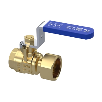 28294300000 Raminex Kogelkraan 1/2"" x 3/4"" (wartel x bi.dr.) (messing, blauw)