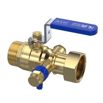 RU282948000 Raminex Kogelkraan 3/4"" (bu.dr x wartel, messing, blauw)