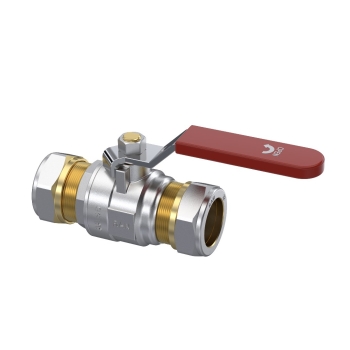 28271900000 Raminex Kogelkraan Vernikkeld 28mm Kiwa (2x knel, messing, rood)