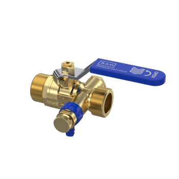 28203700000 Raminex Kogelkraan + aftapper 3/4"" Antikalk (2x bu.dr.) (messing, bla