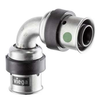 VN729844000 Viega Smartpress Bocht 90gr 16mm (2x pers, kiwa, RVS)
