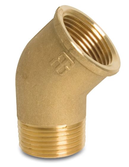Messing draad knie 45gr bi x bu